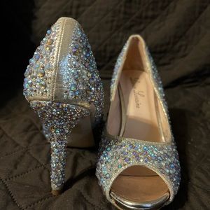Rhinestone open toe heels